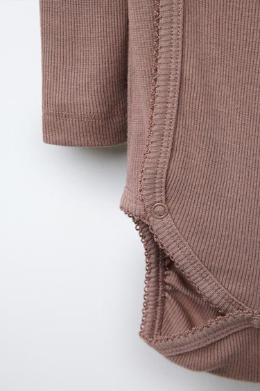 PACK OF TWO KIMONO NECK BODYSUITS WITH MERINO WOOL (WITH BOX) - Brown by Zara - Image 5