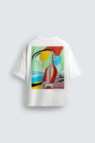 T-SHIRT À IMPRIMÉ ABSTRAIT - Blanc de Zara - Image 6