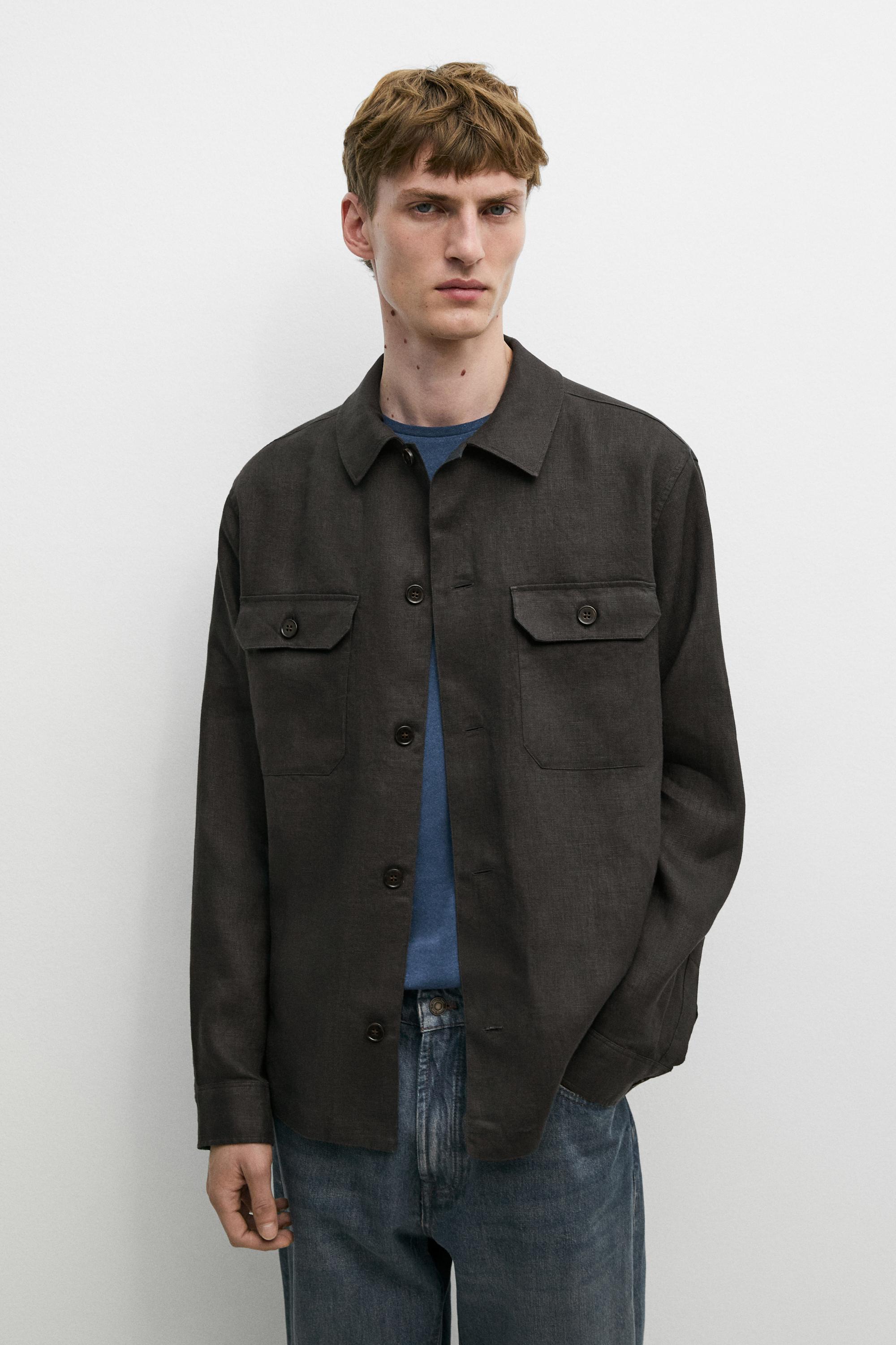 Total look linen overshirt with pockets