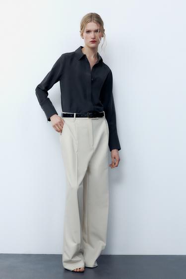 ZW COLLECTION 100% SILK SLIM SHIRT - Black by Zara - Image 0