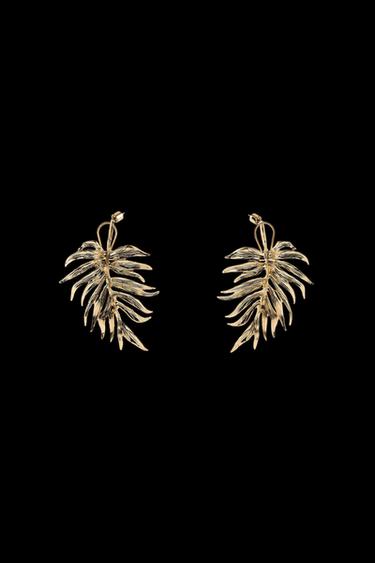 Zara ARECA LEAF EARRINGS - Golden - Image 0