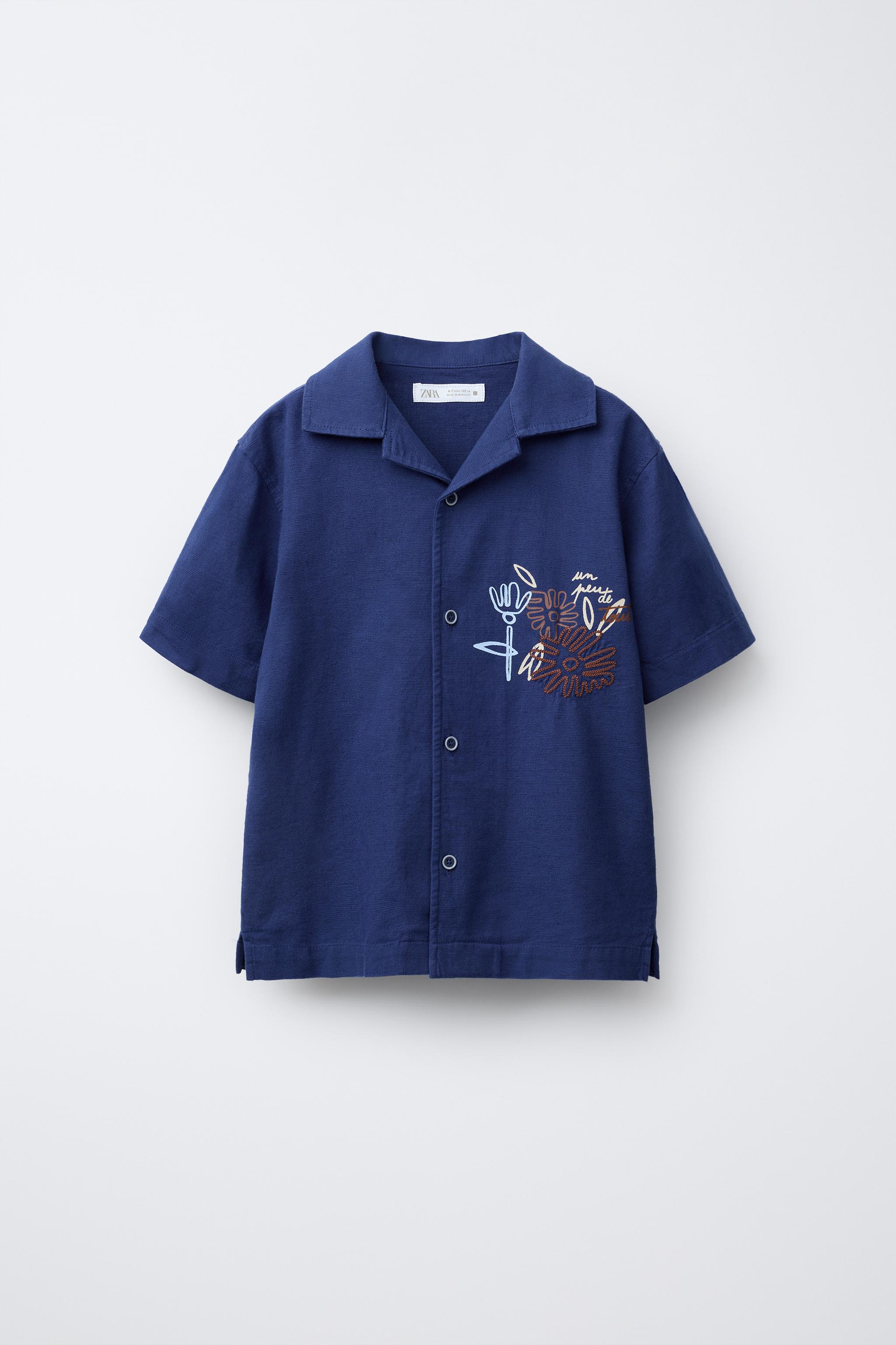 刺繍シャツ - ブルー | ZARA Japan / 日本