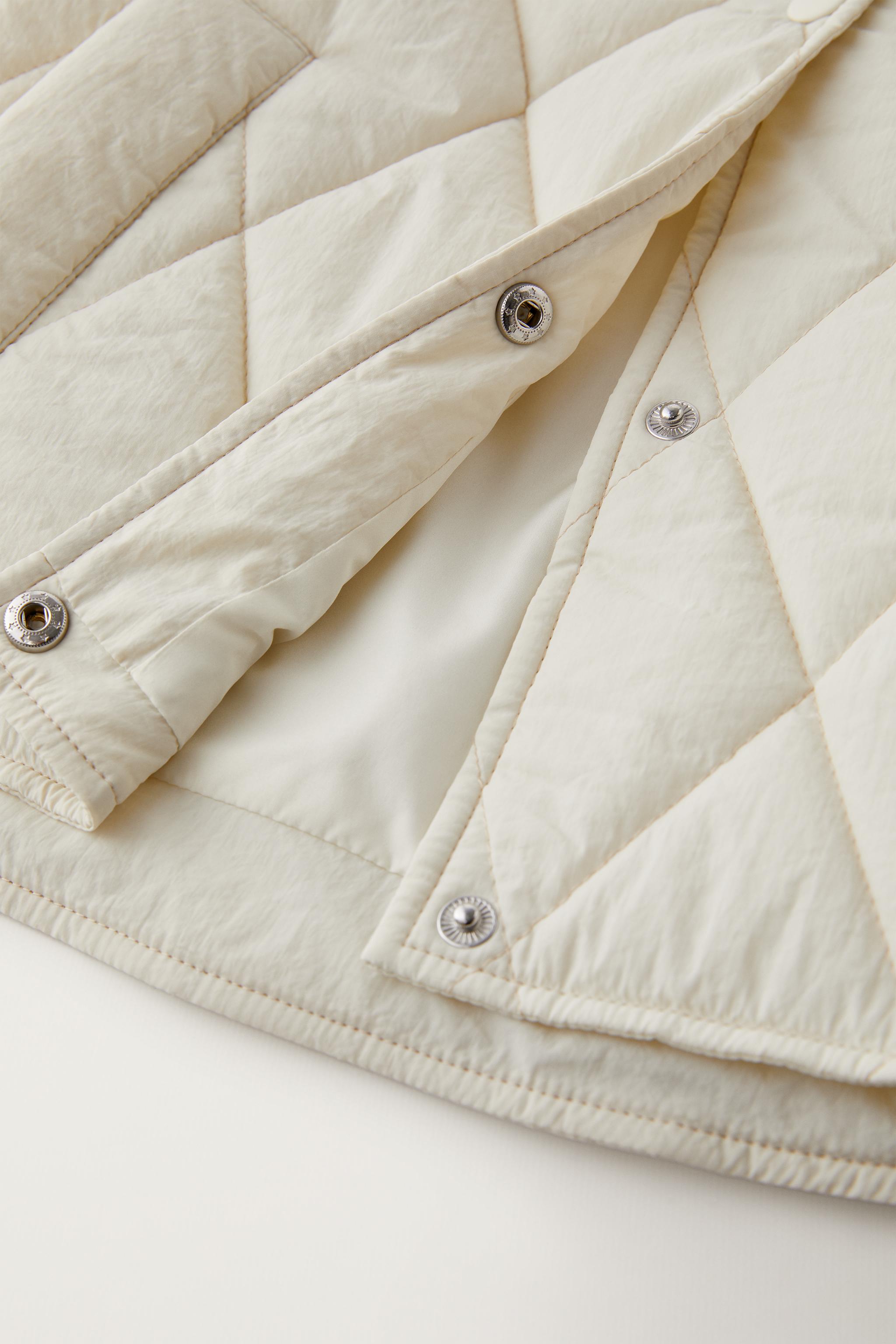 QUILTED HOODED JACKET - Oyster-white | ZARA United States