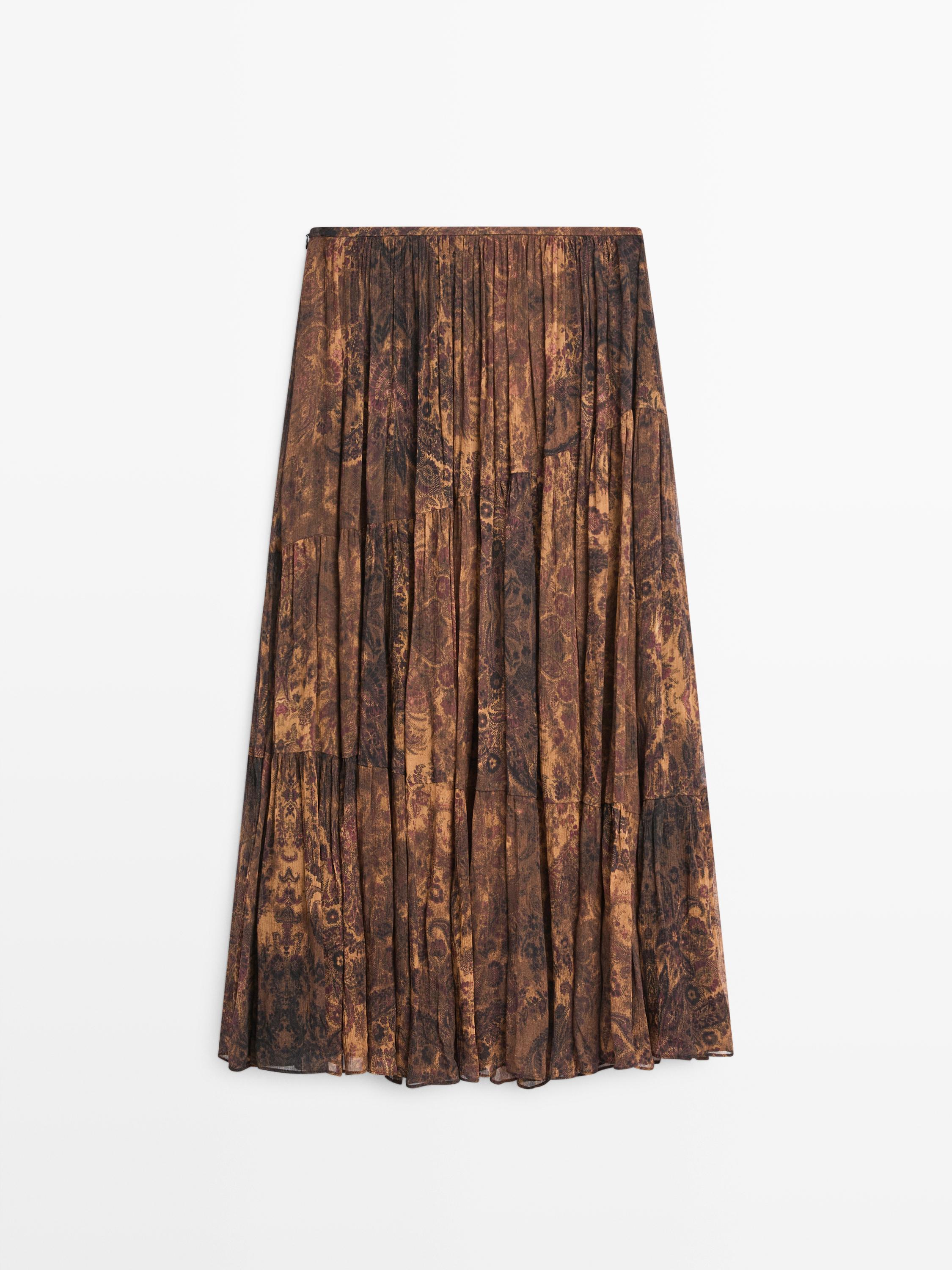 Flowing asymmetric midi skirt