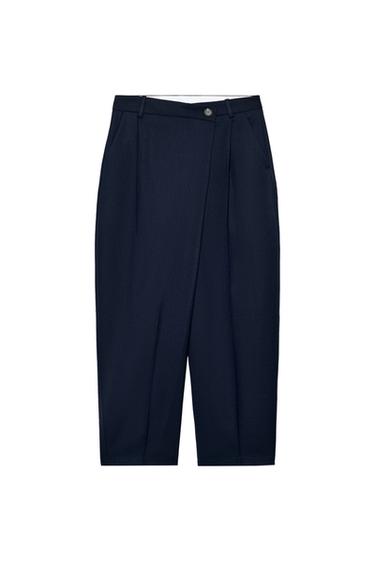 PANTALÓN CINTURA CRUZADA - Marino de Zara