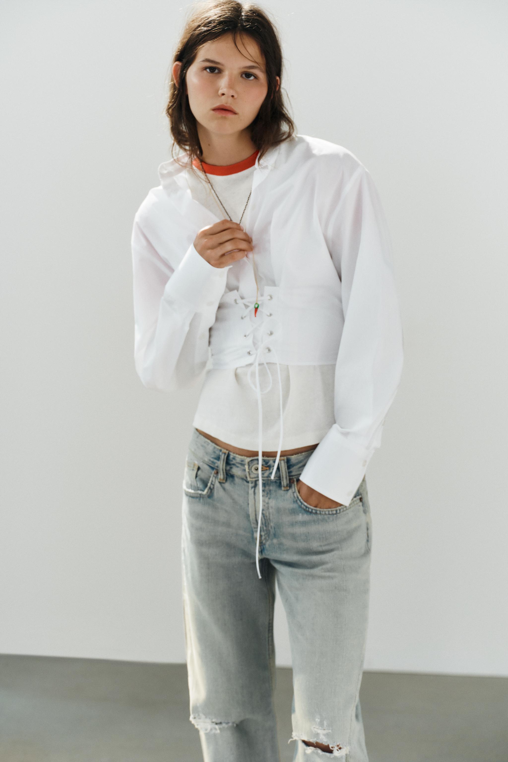 STRAPPY CORSET POPLIN SHIRT