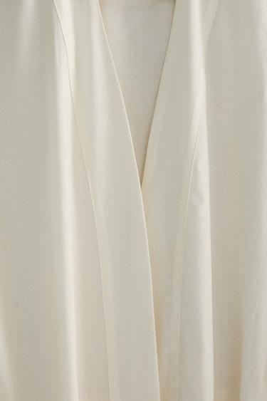 COTTON DRESSING GOWN WITH EMBROIDERY - Ecru by Zara - Image 4