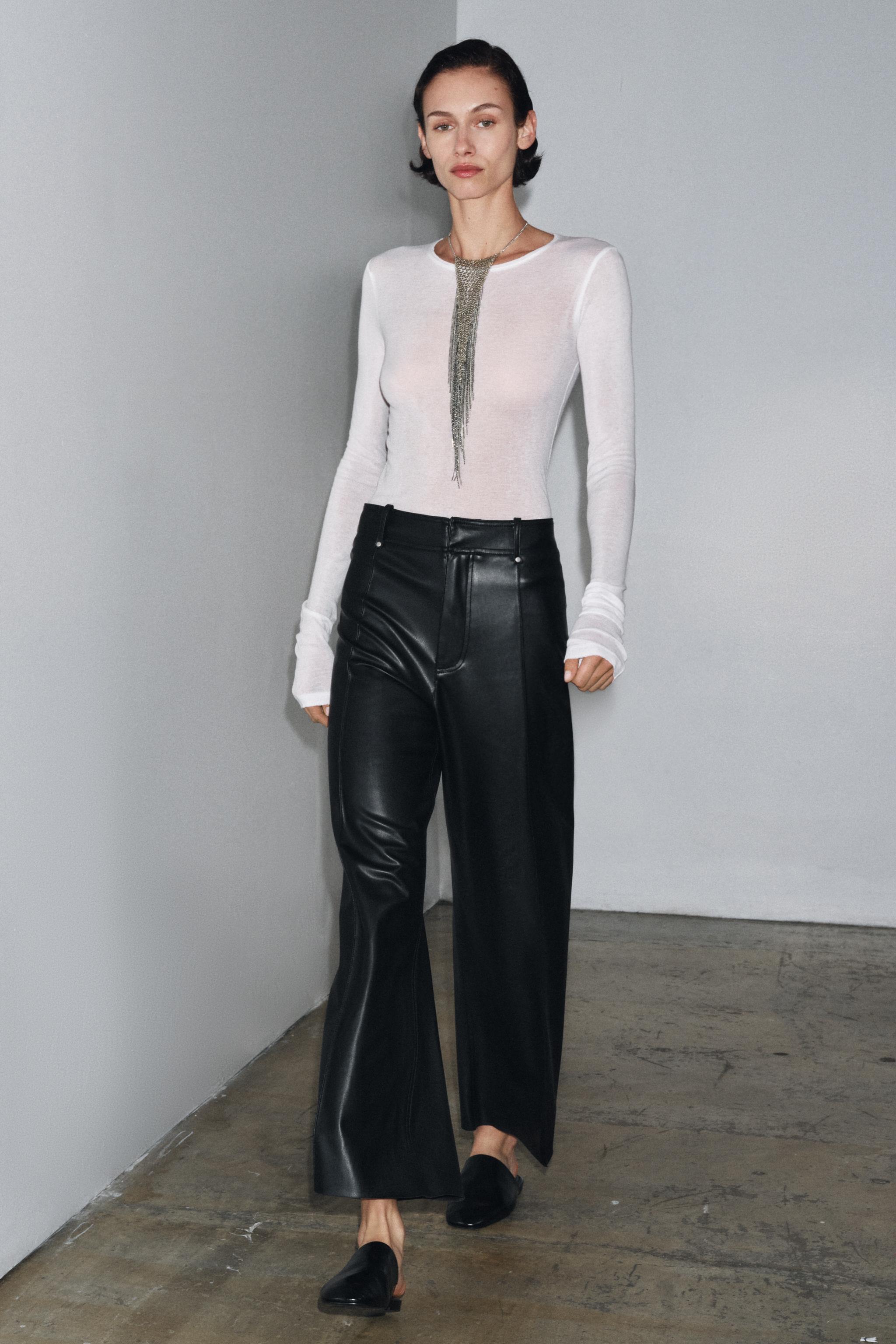 PANTALÓN TAILORED WIDE LED フェイクレザー ZW COLLECTION