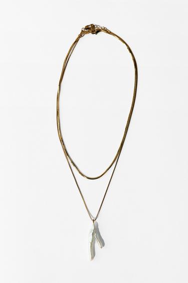 Zara 2-PACK WATERPROOF PEARL CHAIN NECKLACES - Golden