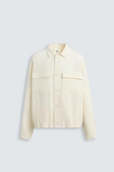 100% LINEN JACKET WITH POCKETS LIMITED EDITION - Ecru by Zara