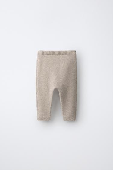 EMBROIDERED FLORAL KNIT PANTS — Light beige 2