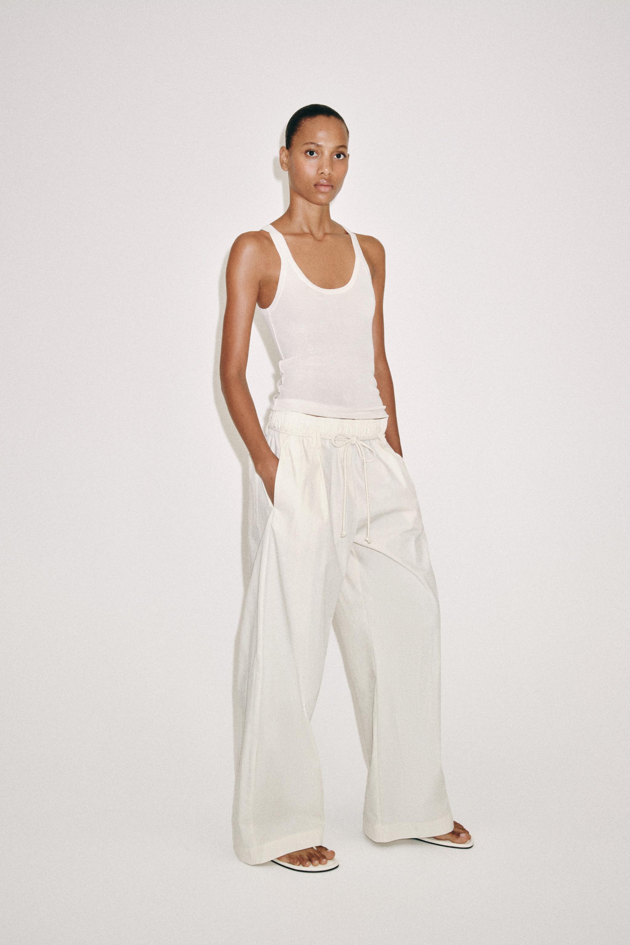 ZW COLLECTION POPLIN PANTS — Ecru