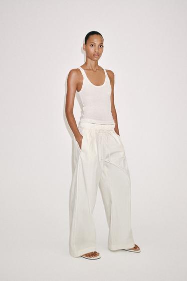 QUẦN POPLIN ZW COLLECTION - Kem từ Zara
