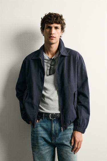 REGULAR FIT ZIP-UP OVERSHIRT - Navy blue by Zara