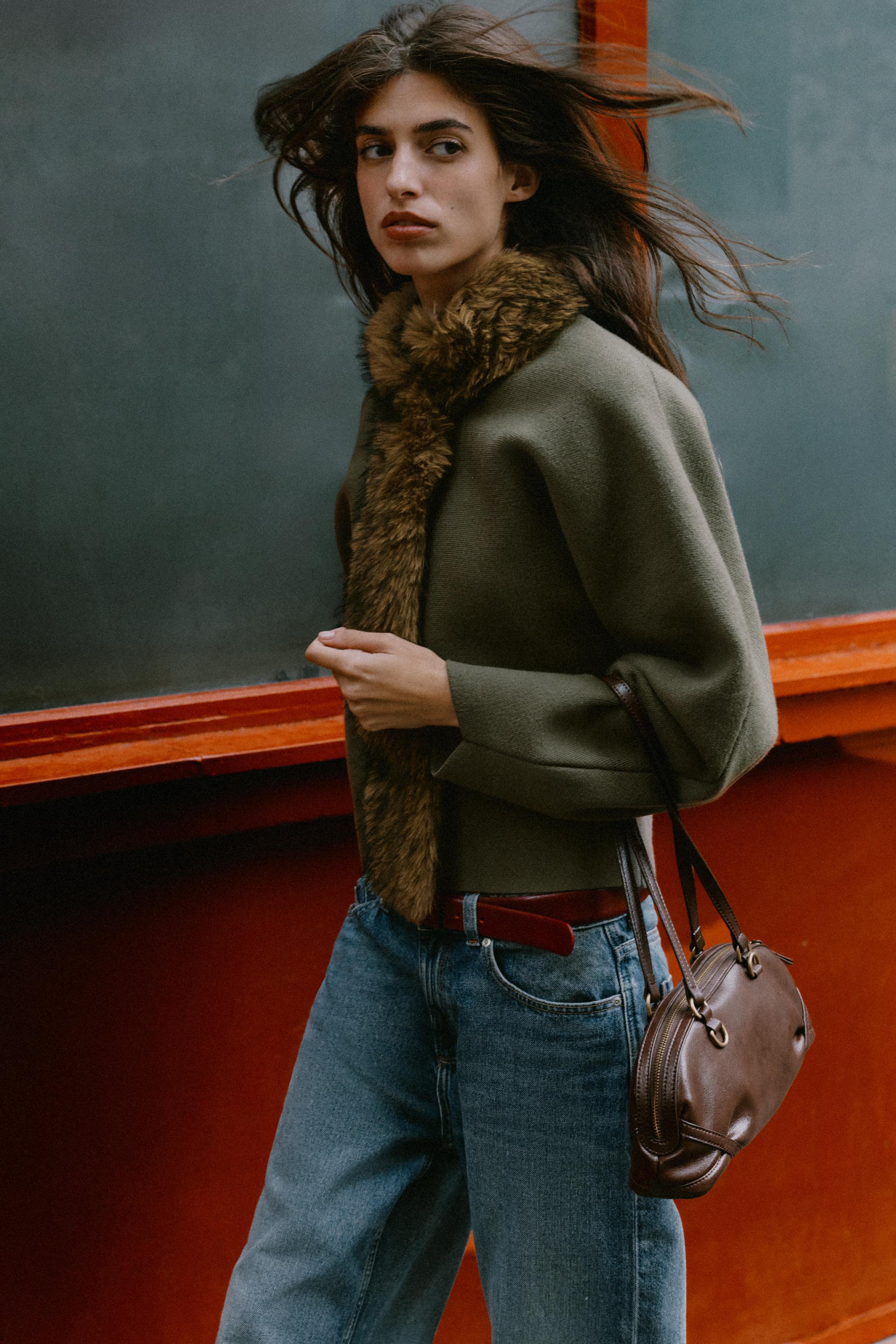 COMBINED FAUX FUR EFFECT CARDIGAN