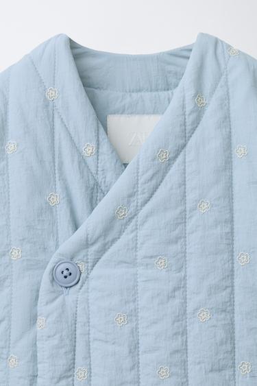 VESTE REMBOURRÉE À FLEURS BRODÉES - Bleu de Zara - Image 2
