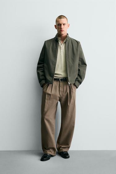 PANTALÓN CHINO BAGGY FIT PLIEGUES - Beige de Zara - Imagen 0