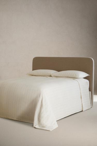 STRIPED COTTON LINEN FLAT SHEET - Oyster-white by Zara - Image 1