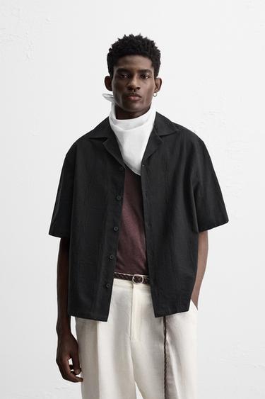 EMBROIDERED COTTON/LINEN SHIRT - Black by Zara