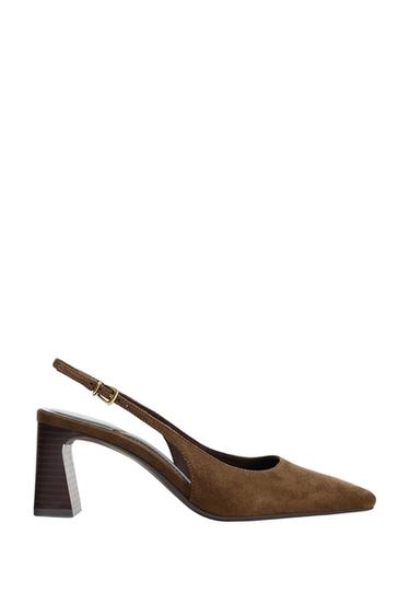 SLINGBACKS MET HAK - Chocoladebruin van Zara