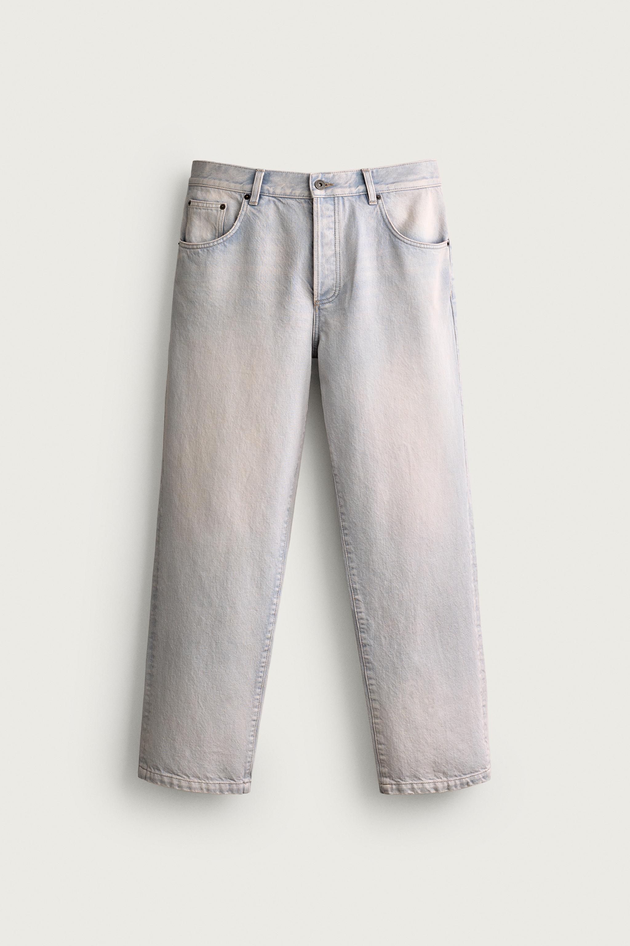 CROPPED BAGGY FIT JEANS — Light blue