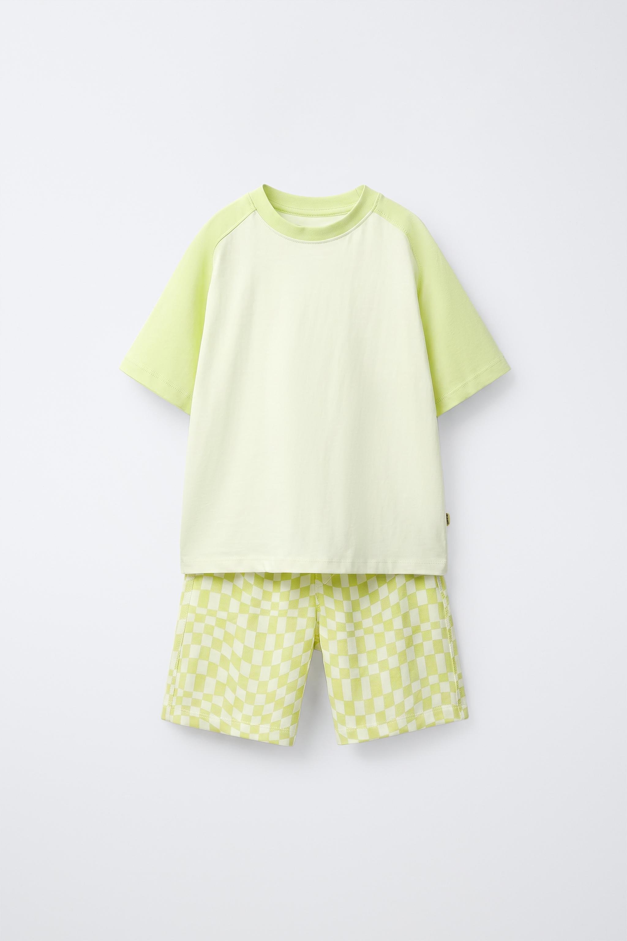 Детские шорты Zara CHECKERBOARD T-SHIRT AND BERMUDA SET