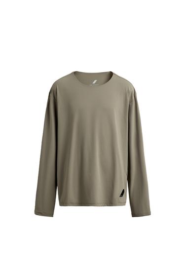 TECHNICAL LONG SLEEVE RUNNING T-SHIRT WITH GRAPHIC - Light grey by Zara