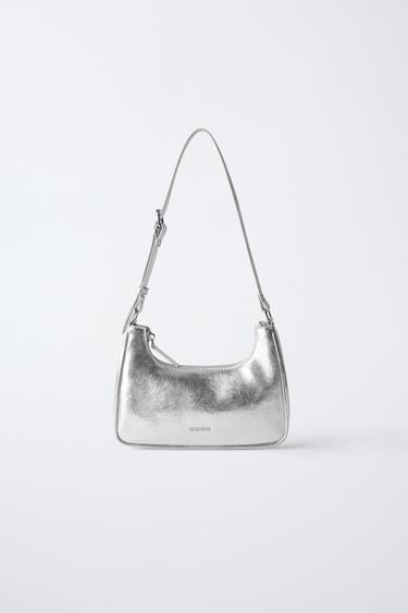 METALLIC SHOULDER BAG - Silver by Zara