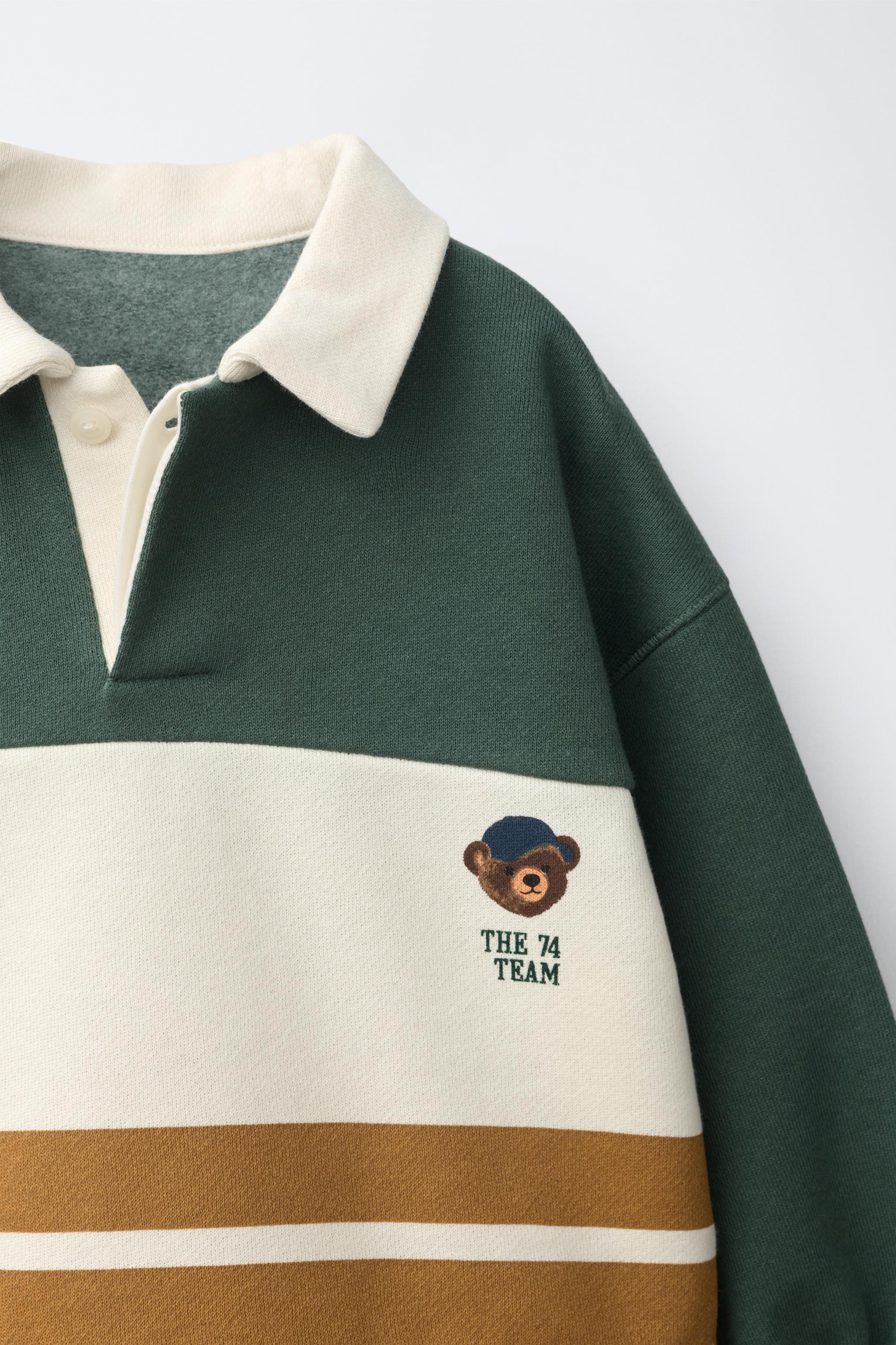 Детские свитеры Zara STRIPED BEAR EMBROIDERED POLO — фото 4