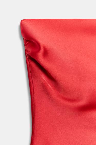 SATIN BANDEAU TOP - Coral by Zara - Image 6