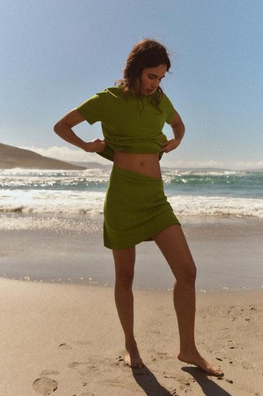 BASIC PLAIN KNIT SKIRT - Pistachio by Zara - Image 0