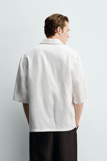 CHEMISE BOXY FIT JACQUARD RAYURES - Blanc de Zara - Image 2