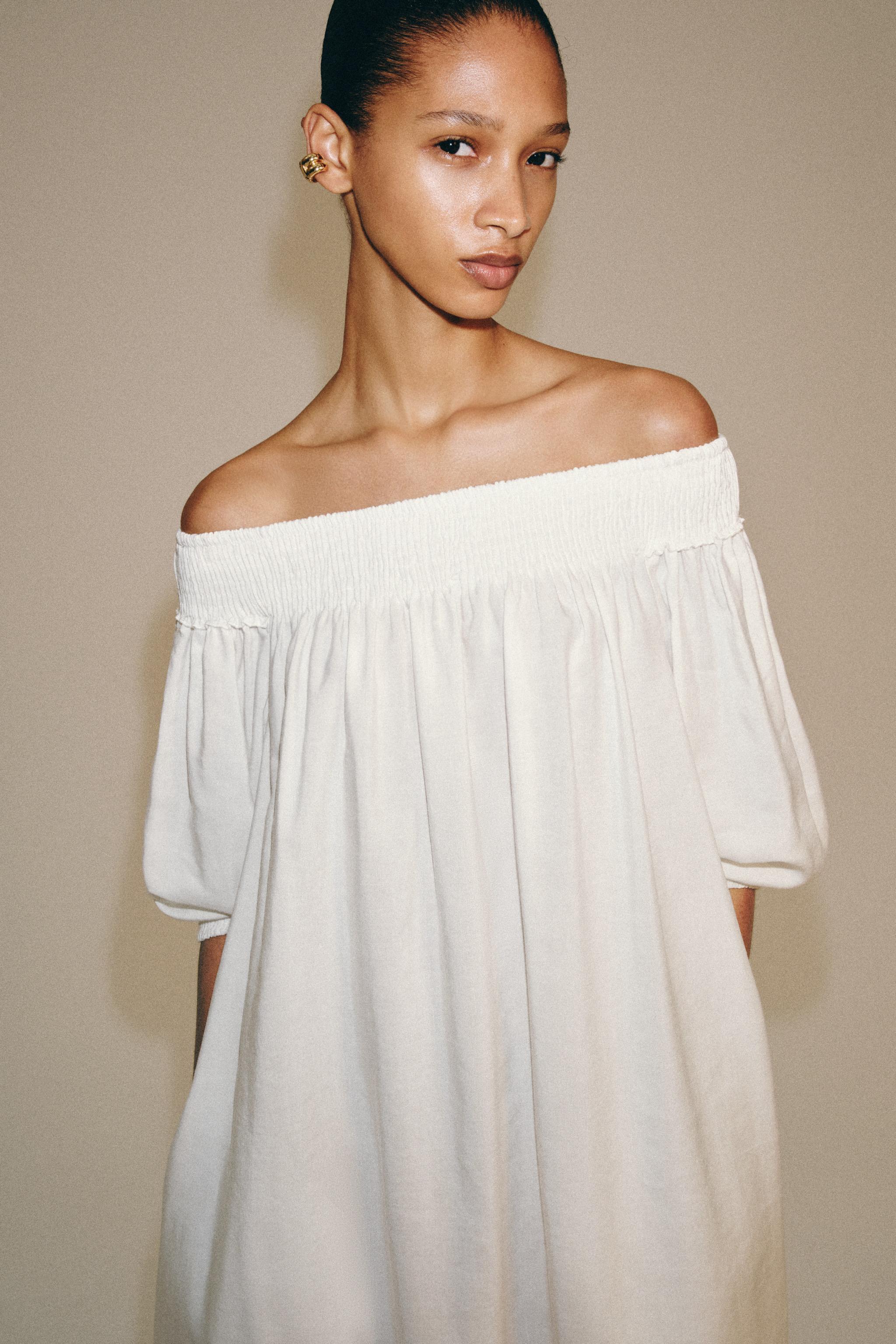 Женские платья Zara ZW COLLECTION OFF-THE-SHOULDER MIDI DRESS — фото 5