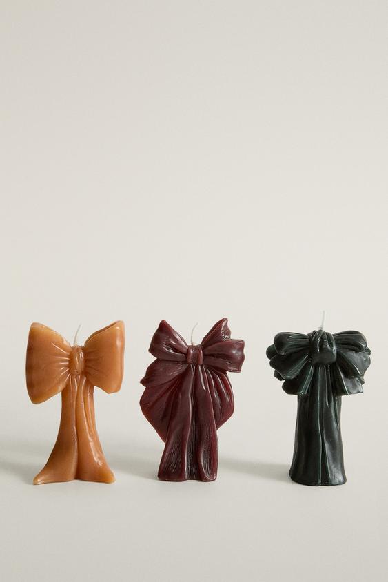 LOT DE 3 BOUGIES AROMATIQUES NŒUDS - Rouge de Zara - Image 0