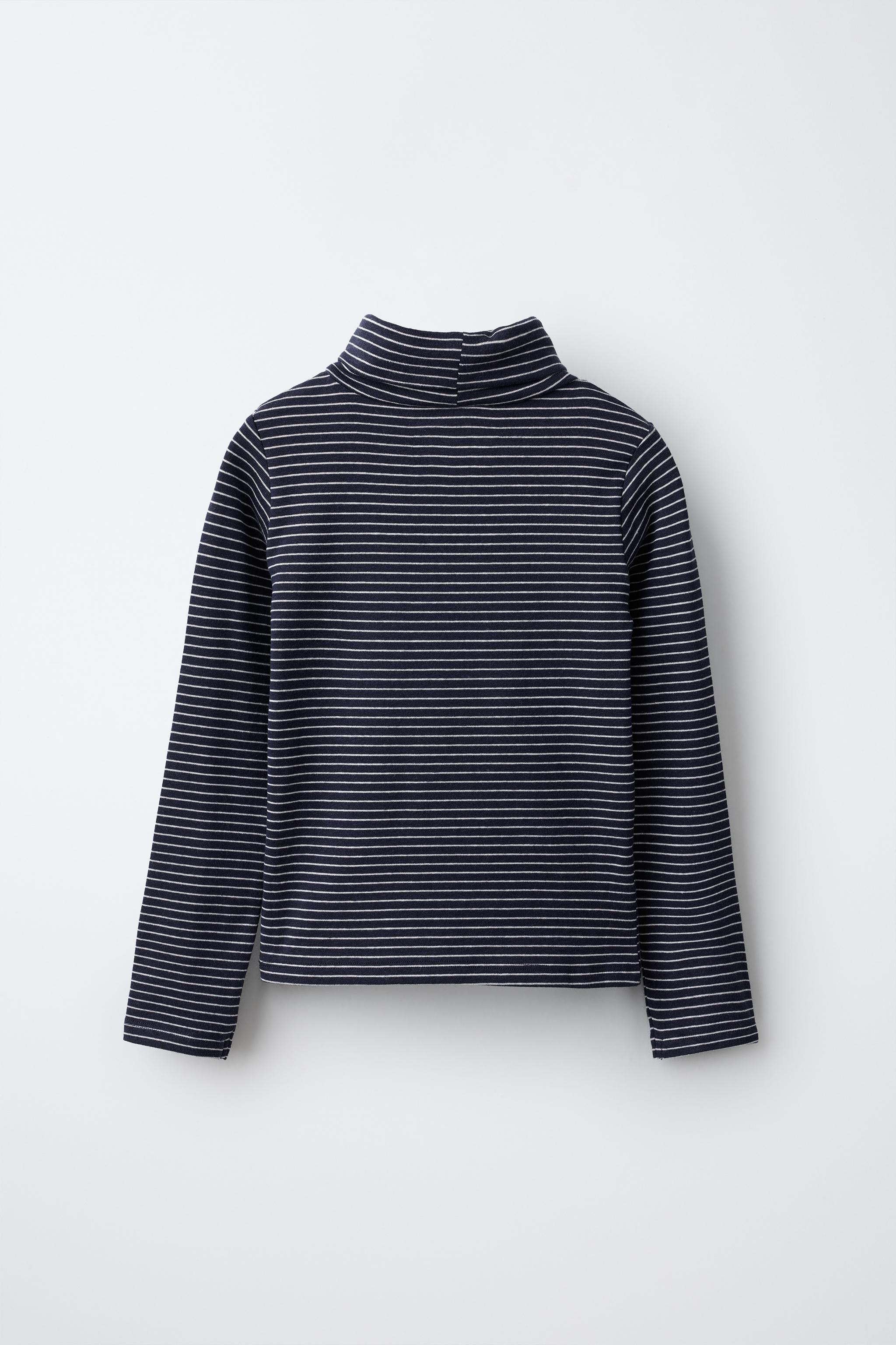 T-SHIRT RAYURES COL ROULÉ AVEC COTON ET MODAL