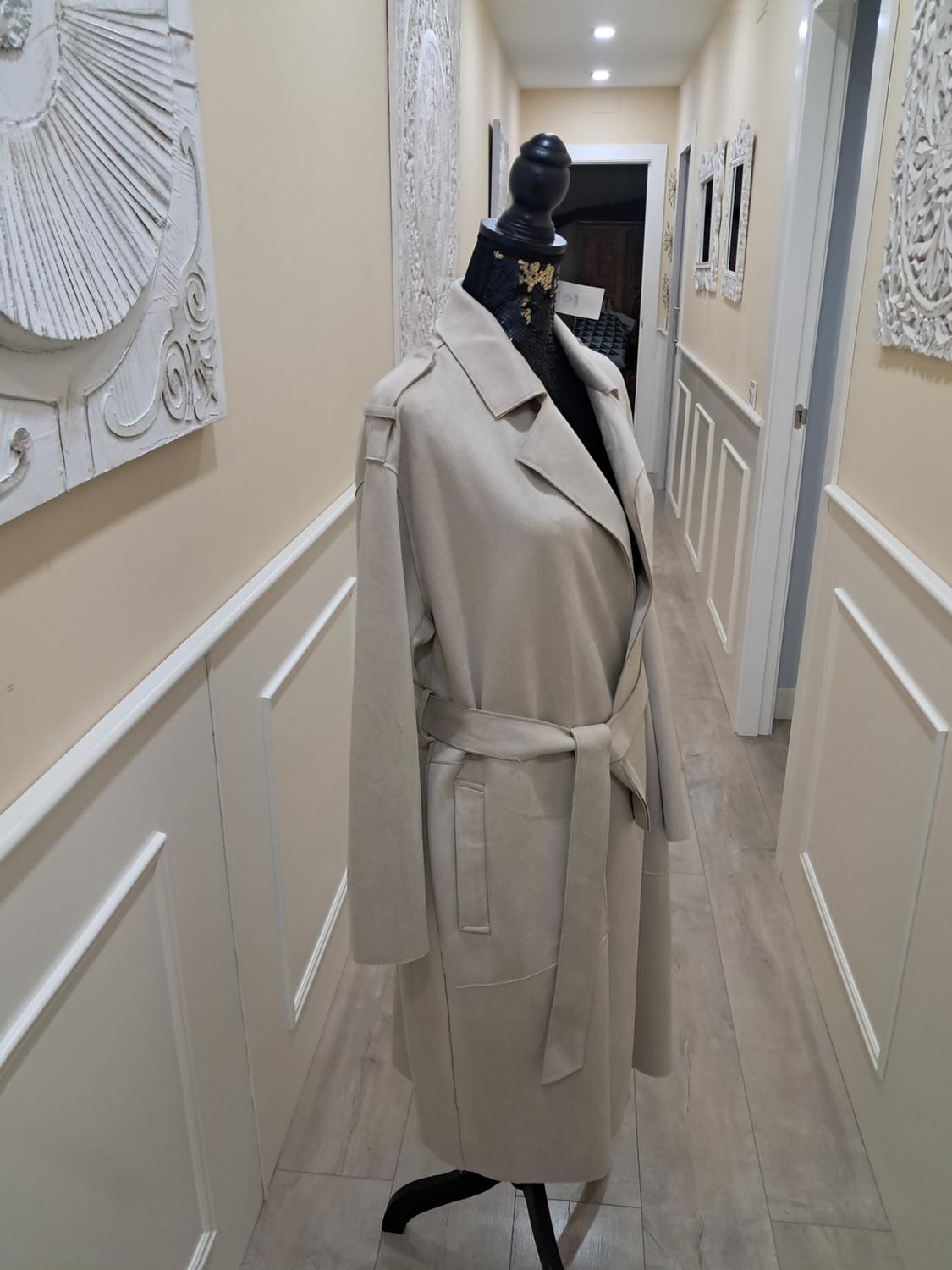 FAUX SUEDE TRENCH COAT WITH BELT - Image 3