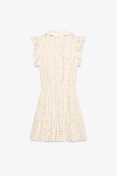 EMBROIDERED BELTED DRESS - Ecru by Zara - Image 4