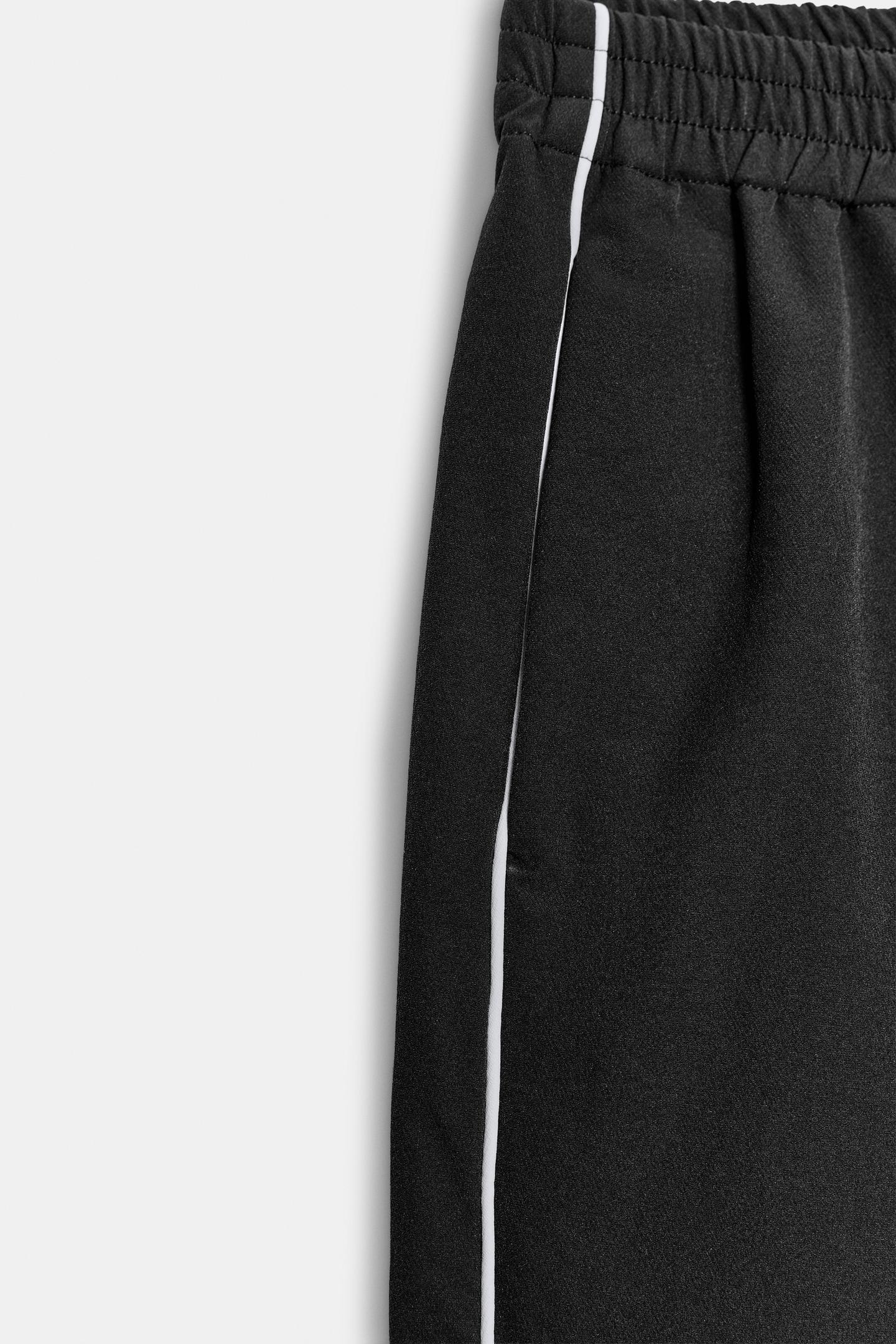 Женские брюки Zara Contrast Piping Technical, цвет: Чёрный — фото 10