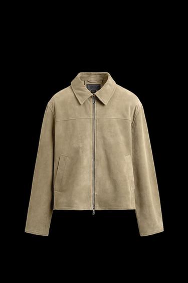 VELOURSLEDERJACKE - Helles Khaki von Zara - Bild 0