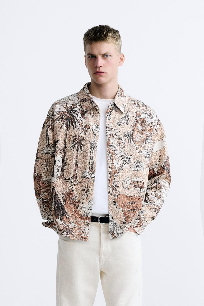 Zara GEOMETRIC JACQUARD JACKET