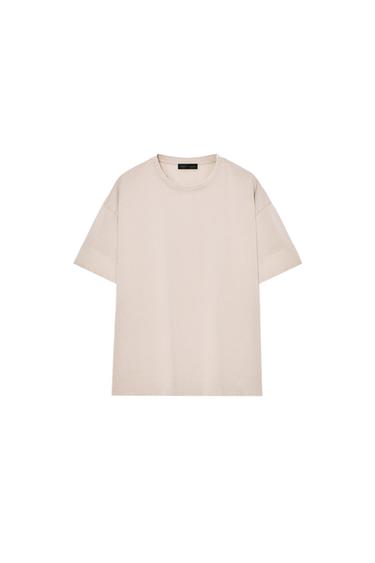 CAMISETA HEAVY COTTON MANGA CURTA - Visón claro de Zara