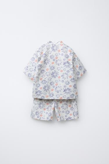 9-18 MOIS/ ENSEMBLE IMPRIMÉ KIMONO ET BERMUDA - Écru de Zara - Image 1