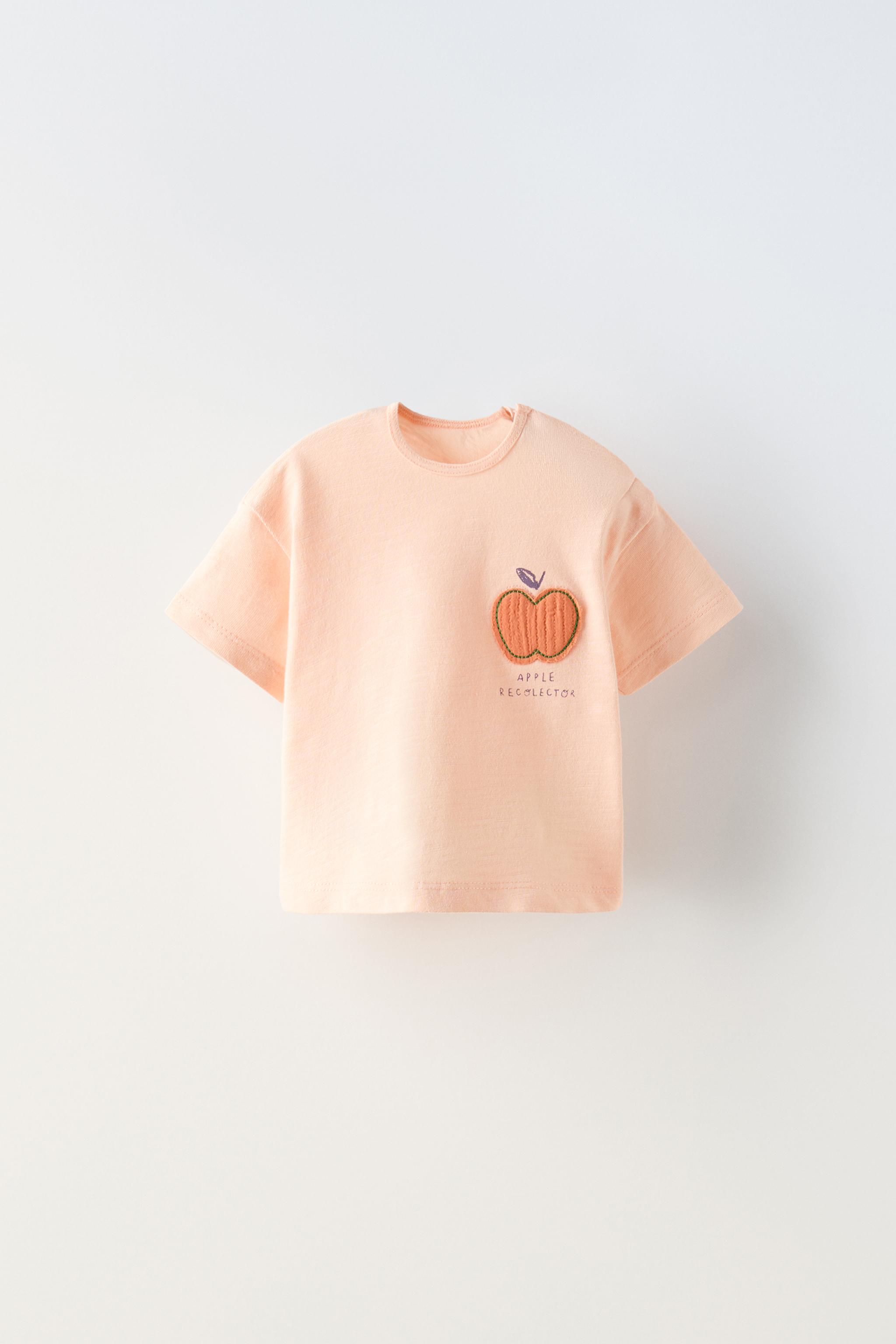 APPLE PATCH T SHIRT Peach ZARA Canada