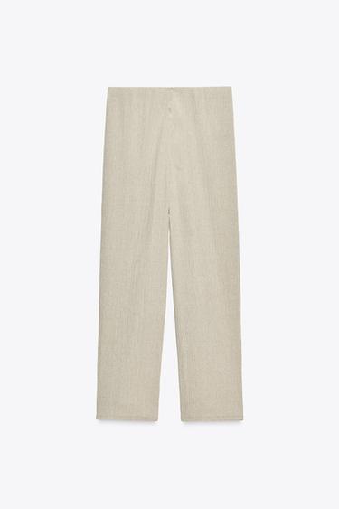 Zara TEXTURED BAGGY PANTS - Sea green