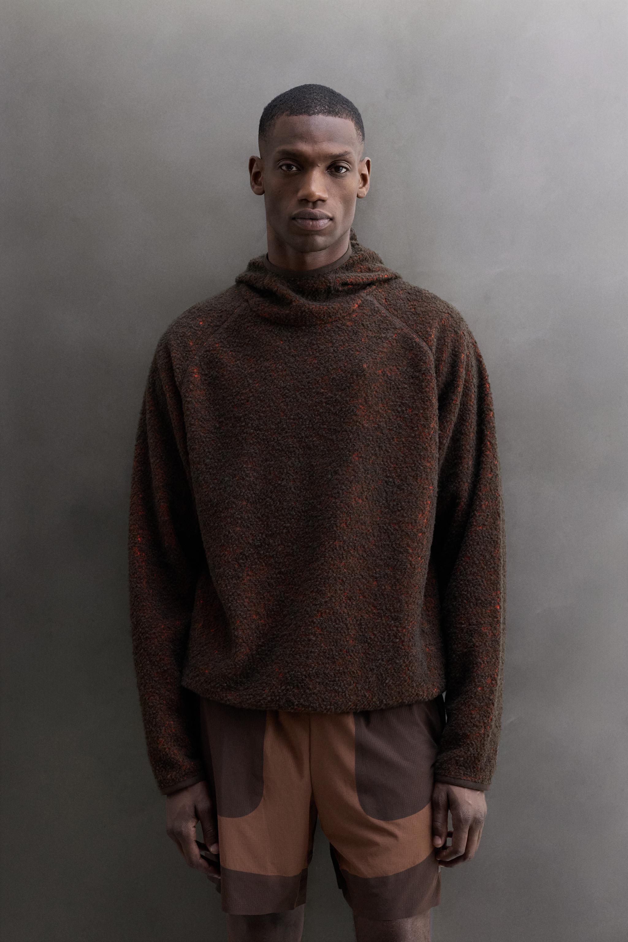 WOOL-BLEND FLEECE HOODED SWEATSHIRT