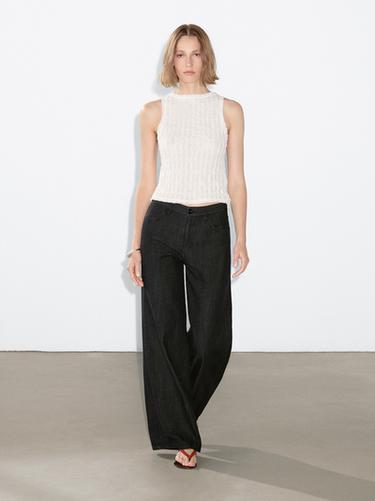 Zara Loose mid-rise wide-leg jeans - Black