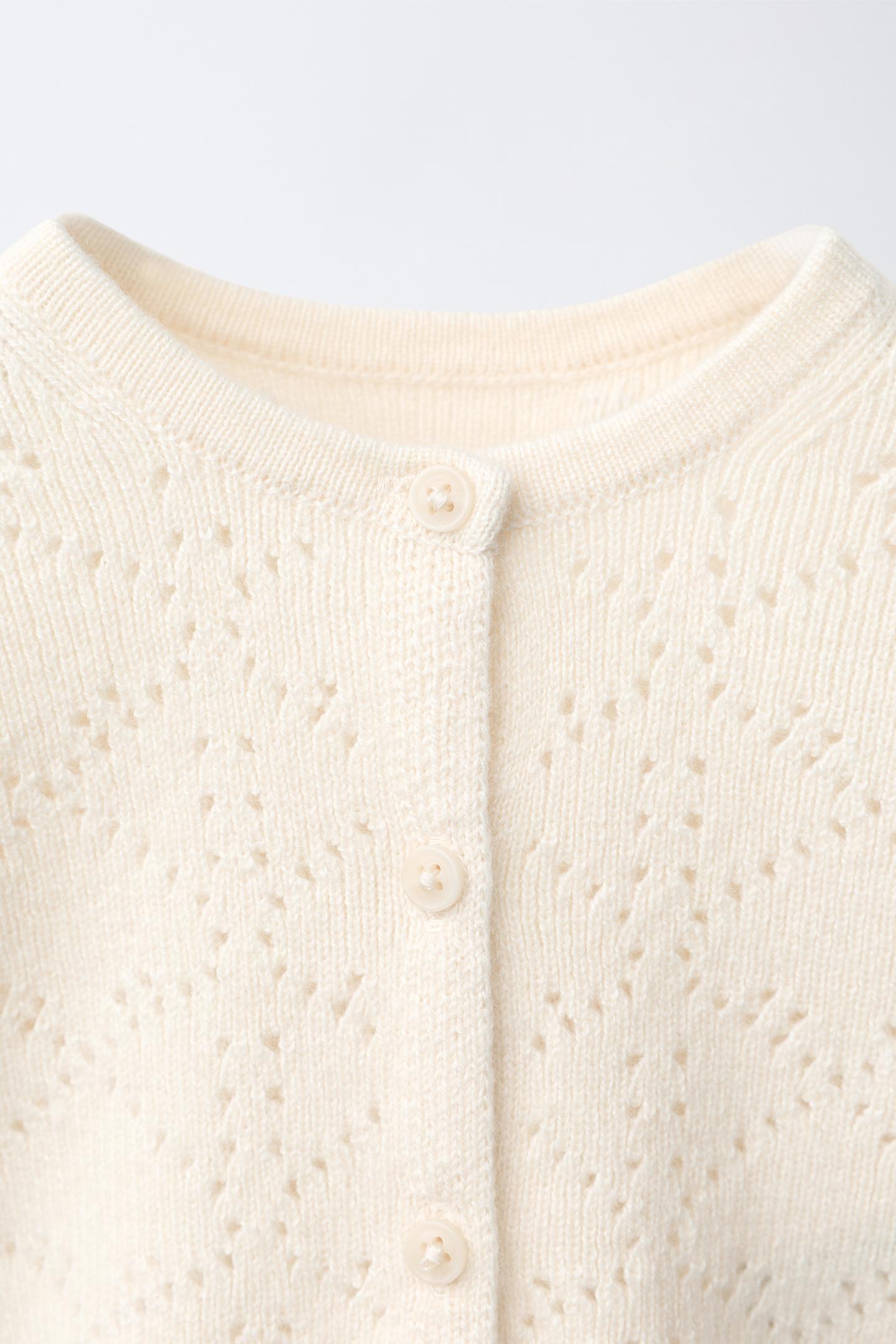 Детский кардиган Zara Open-Knit Wool, цвет: Светлый бежевый — фото 3