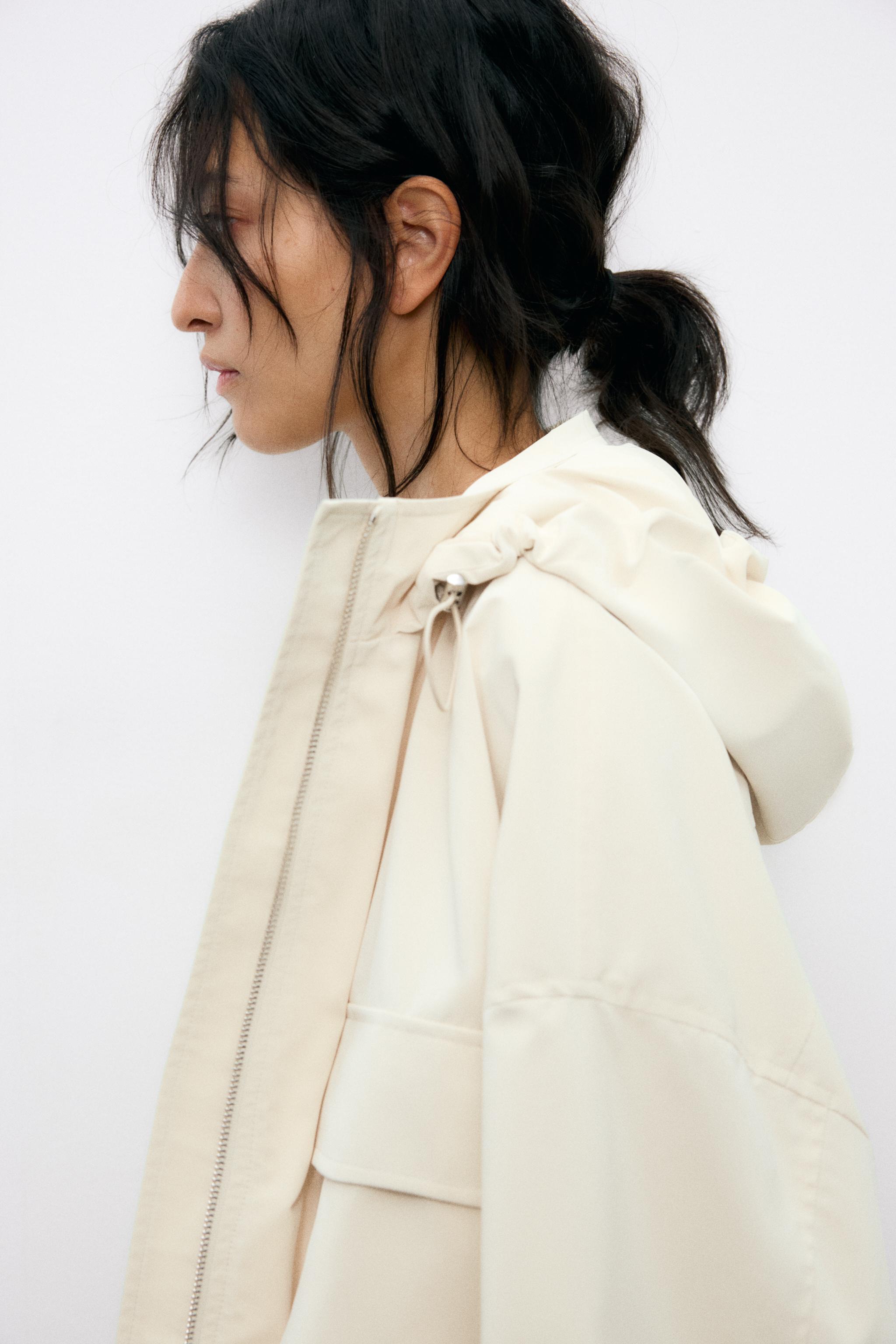 ★ZARA★ RUBBERISED HOODED JACKET GIRLS ZARA WATER RESISTANT LINED RUBBERIZED JACKET IN KHAKI