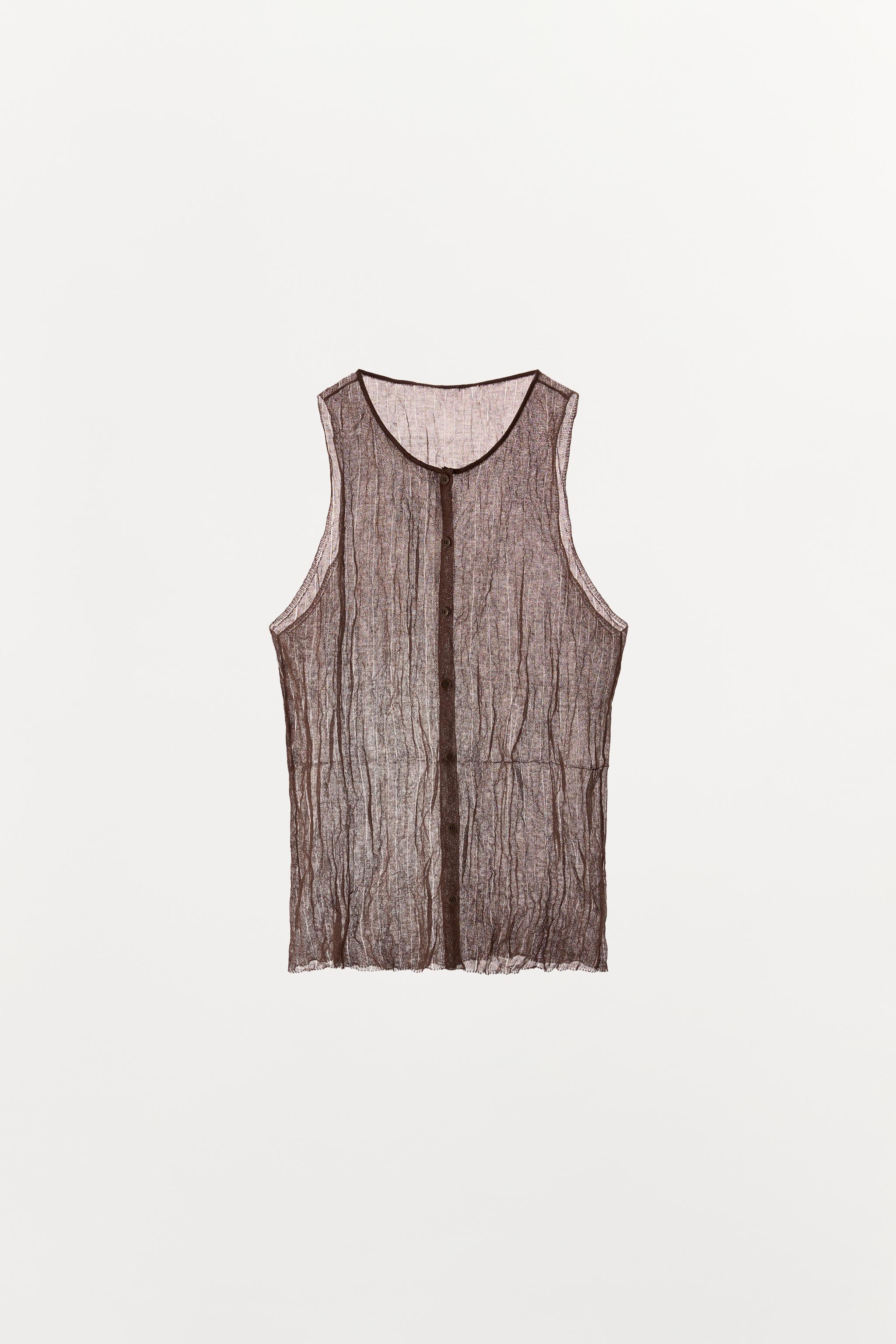 BUTTONED CRINKLE EFFECT TOP