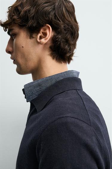 REGULAR FIT KNIT POLO SHIRT - Navy blue by Zara - Image 5